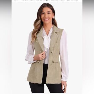 Elegant Beige Double-Breasted Women's Vest